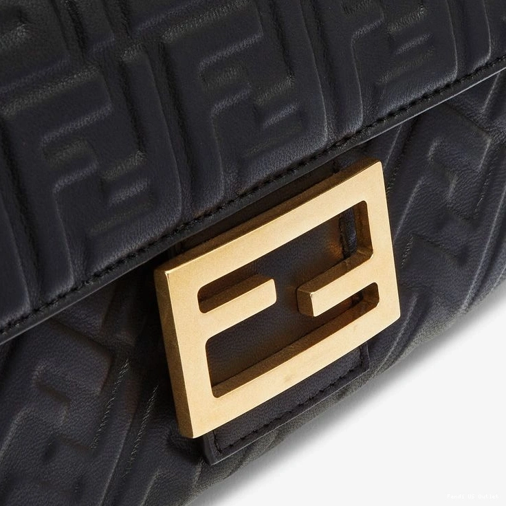Cheap HOT Baguette Leather Black Chain Nappa Bag FF Midi Fendi In Motif 0713